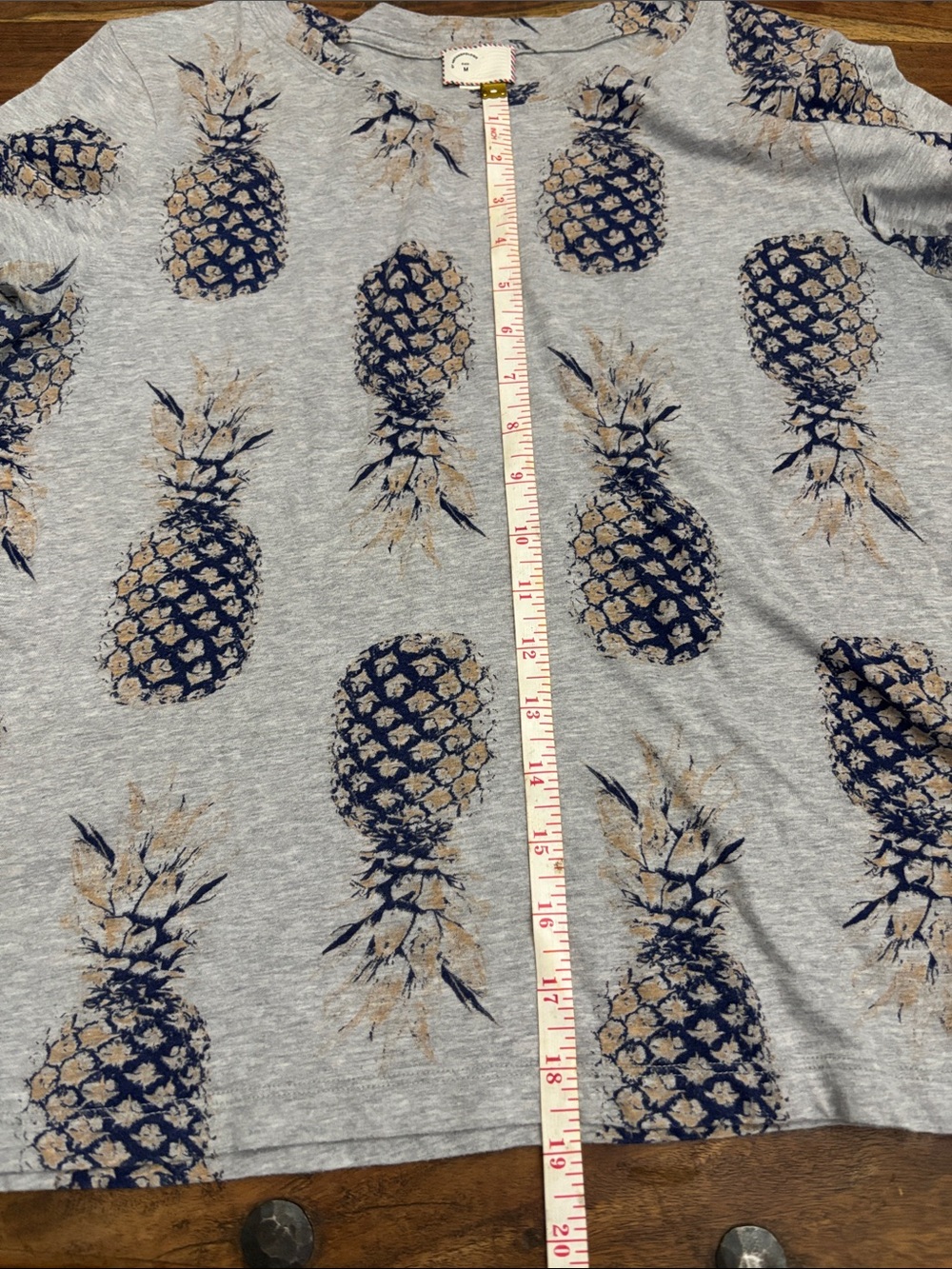 Anthropologie Light Gray Pineapple-Print Short Sleeve Tee - Picture 8 of 8